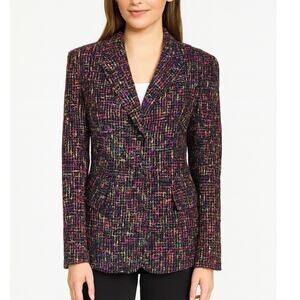 Jones New York Multicolor Tweed Textured artsy Blazer Jacket Size 12 old money